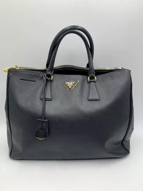 PRADA Lux Galleria Medium Tote Black Saffiano Leather Auth Preloved Very Good