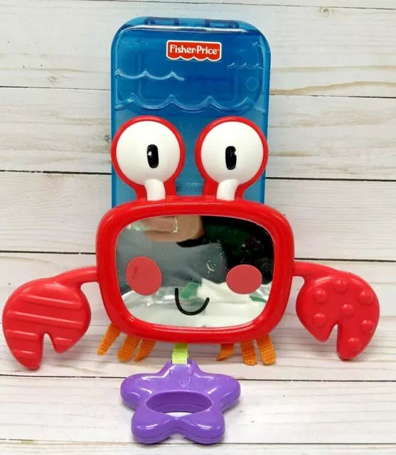Fisher Price 2012 Red Crab Crib Hanger Toy Mirror Starfish Ocean Waves W9909