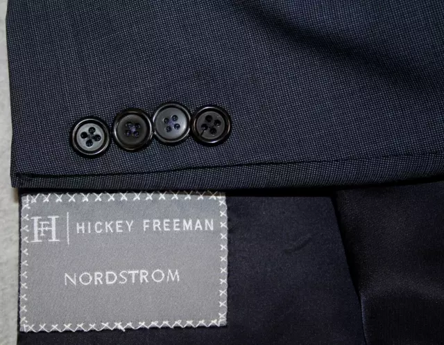 HICKEY FREEMAN USA Custom 44R Blue Wool 2B 1-Vent Suit + Pants 40 X 30