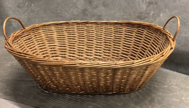 Large Double Handled Woven Wicker Basket Logs Laundry Dog Pet Toy Storage Rustic