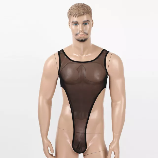 MEN'S RACER BACK Bodysuit Stretch Swimsuit Leotard Thongs Singlet Vest  Bodywear $7.27 - PicClick