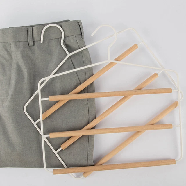 Percha de pantalón multicapa. Percha de pantalón antideslizante que ahorra espacio para bufandas,