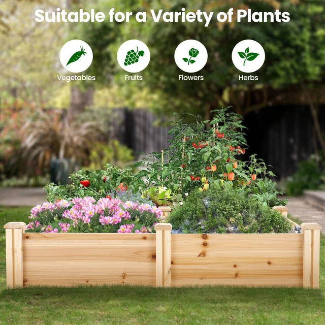DIY WOODEN RAISED Garden Bed Kit Elevated Planter Box For Growing Herbs
