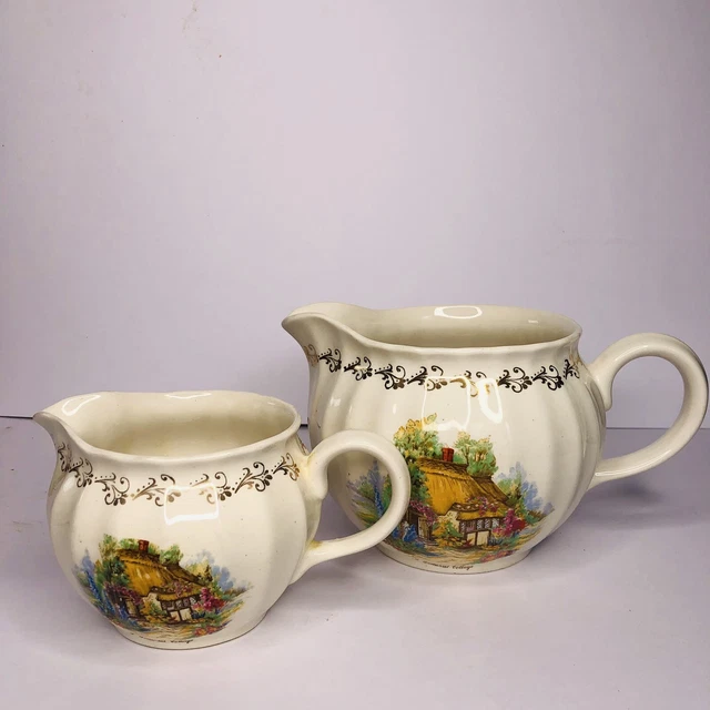 Vintage Royal Victoria Wade Pottery Jug & Creamer Set