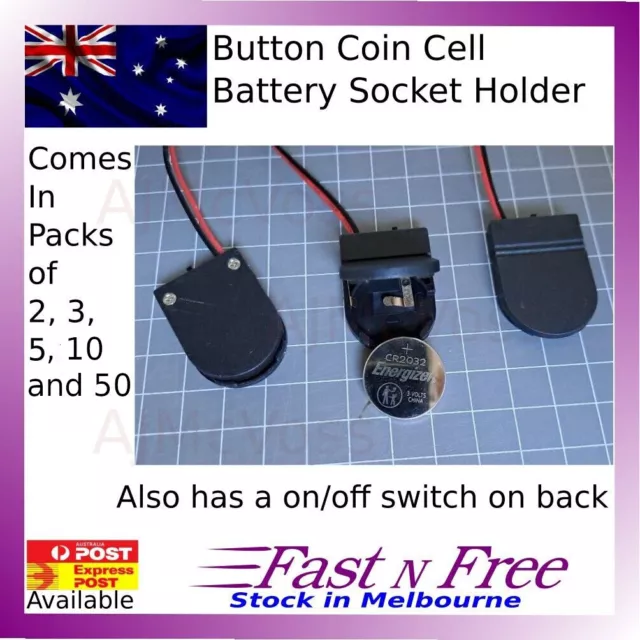 CR2032 Button Coin Cell Battery Socket Holder Case Cover With ON/OFF