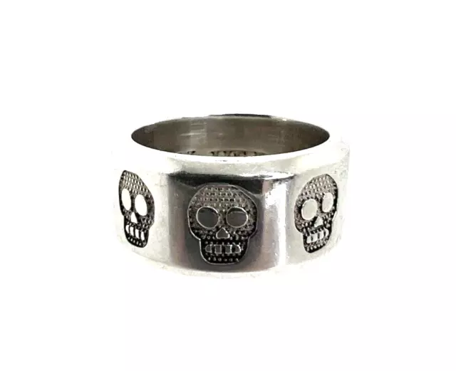 King Baby Studio Sterling Silver Skull Band Ring Size 8 2
