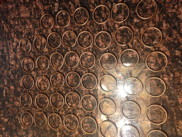 Set 50 Metal Curtain Rod Rings Bronze