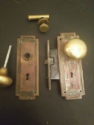 Vintage Brass Front Entry Door Hardware Set