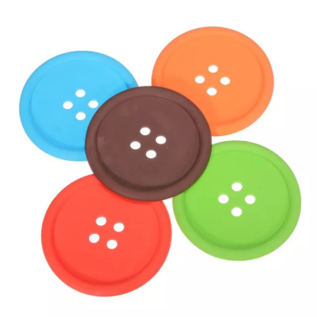5 Pcs Button Silicone Coaster Colorful Coasters Home Cute