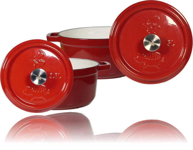 grillschweine Dutch Oven Emaliert | BBQ | Feuertopf | Gusseisen