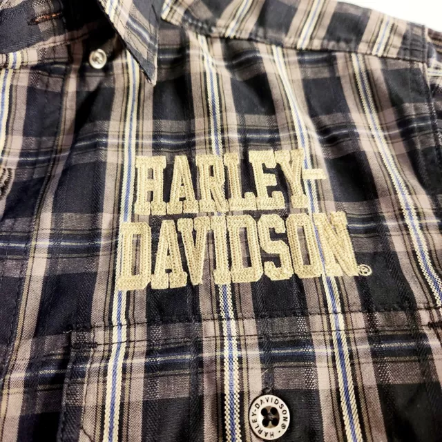 HARLEY DAVIDSON Mens Plaid Short Sleeve Size S Button Up Shirt Great Condition