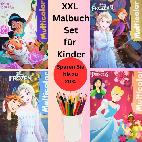 XXL Malbuch Set mit Disney Princess und Disney FROZEN, Malspaß für Kinder