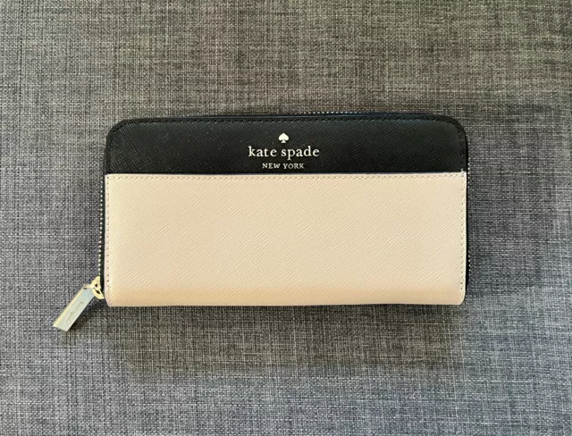 NWT Kate Spade Staci Colorblock Large Zippered Continental Wallet - Warm Beige