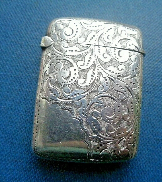 VICTORIAN STERLING SILVER Floral Leaf Art Nouveau Vesta / Match Safe h ...