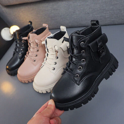 Boys Girls Winter Warm Snow Ankle Boots Toddler Kids Lace Up Chelsea Shoes Size