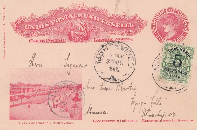 Uruguay 1902: post card Montevideo to Leipzig