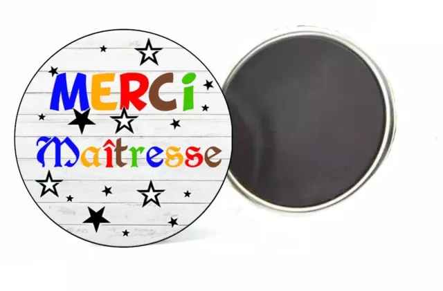 Magnet badge merci maîtresse étoile idée cadeaux PRÉNOM PERSONNALISÉ…