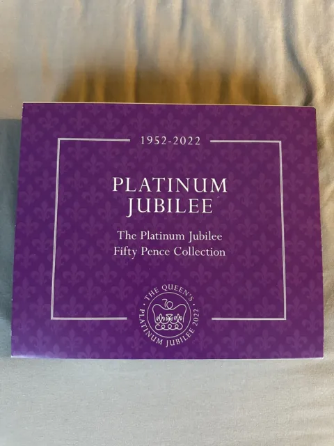 2022 Platinum Queen Elizabeth Jubilee Set 50p Gold Plated 24ct Collectible