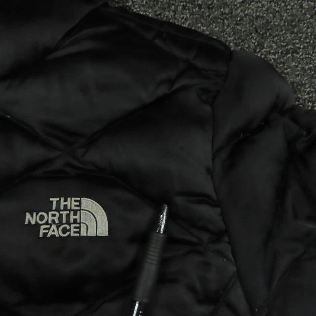 The North Face Puffer Jacket Ragazze Grande Nero 550 Cerniera Piena Finto Collo Trapuntato 3