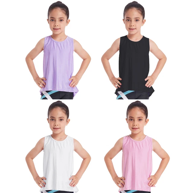 Magliette canottiere atletiche bambine split schienale allenamento tennis sport cami