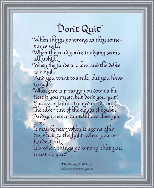 Dont Quit Inspirational Poem FOR SALE! - PicClick UK