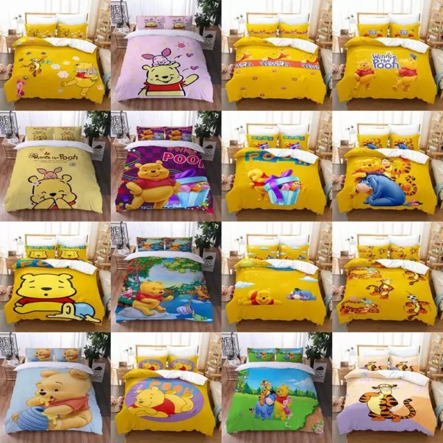 Gift Bed Set Winnie the Pooh Quilt Duvet Cover Single Double Queen King Size AU
