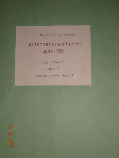 Einzelstück AAG 100, Original  RA Bd2  Schaltbilder, !! RN s.u. ! RFT / FWB