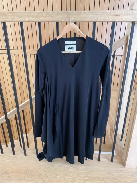 Maison Margiela MM6 Black Asymmetrical Longsleeve Dress Medium Cotton