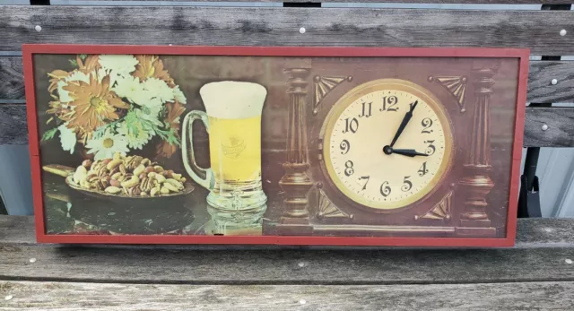 Vintage Schlitz Beer Advertising Light Up Clock Red Trim