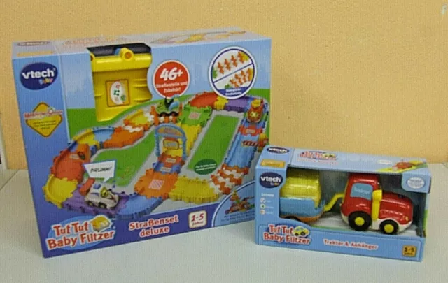 Ab 1 Jahr Vtech Tut Tut Flitzer Straßen Erweiterung Set + Traktor + Anhänger