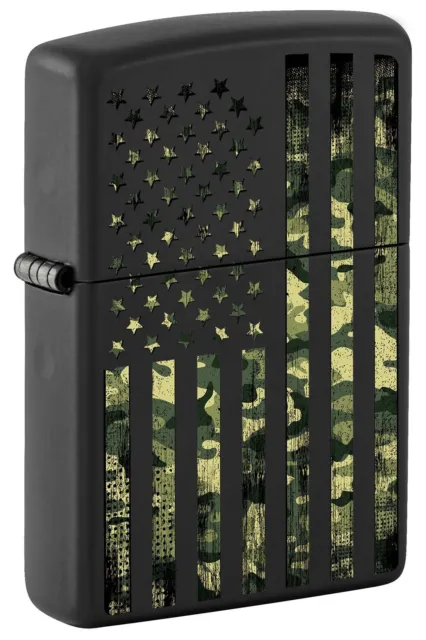 Zippo Camouflage United States Flag Lighter, Black Matte NEW IN BOX