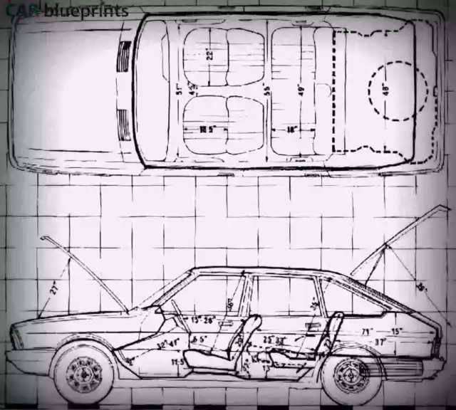 chrysler alpine 1976 Blueprint Drawing A4 Photo