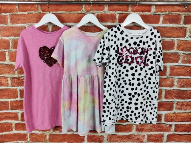 Girls Bundle Age 6-7 Years 100% Next Summer Dress T-Shirt Dalmation Sequin 122Cm