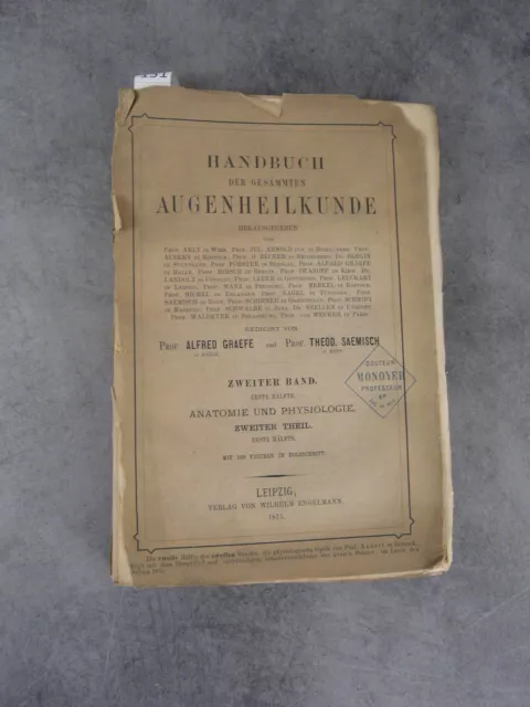 Handbuch Augenheilkunde Deutsch Monoyer Sehstärke Optik Medizin