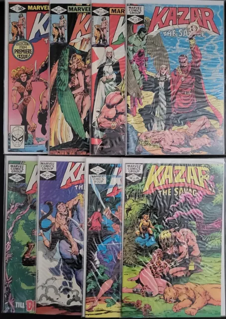 Lot of 8 -1981 Marvel  KAZAR The Savage /#1, 10-16 run / VF-NM / See Pics