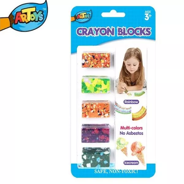 ARTOYS 5 Rich Color Crayons Blocks - Bright Colors, Non Toxic, Easy Blend