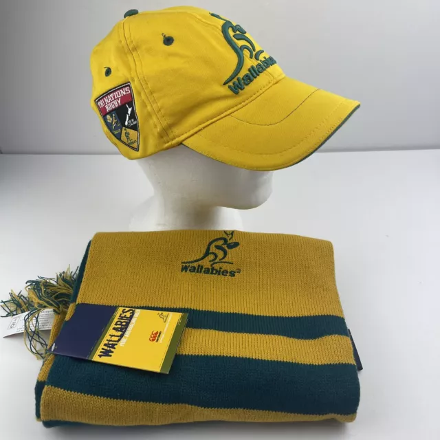 Wallabies 2001 Australian Rugby League Vodafone Tri Nation Hat + BNWT Scarf LOT