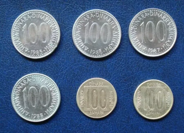 Lotto193 - Ex Iugoslavia 100 Dinara Lotto Di 6 Monete Vedi Foto E Descrizione