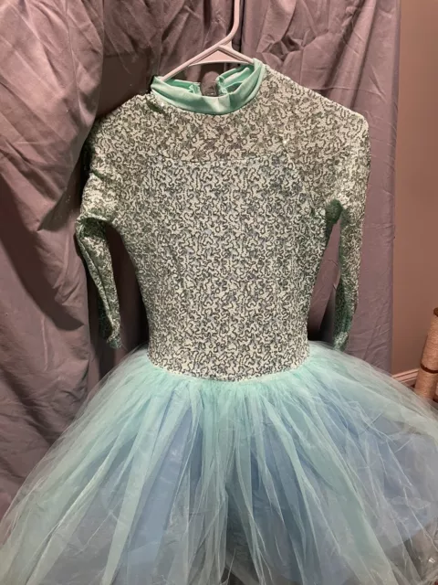 Curtain Call Child Xl Ballet Tutu Mint Green And Turquoise Blue