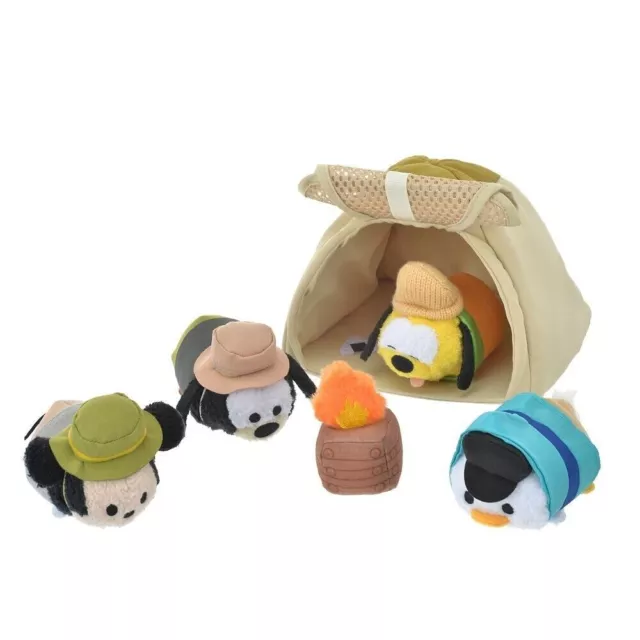 Disney Store Japan TSUM TSUM Camping Set Plush Toy Mickey Donald Pluto Goofy NWT