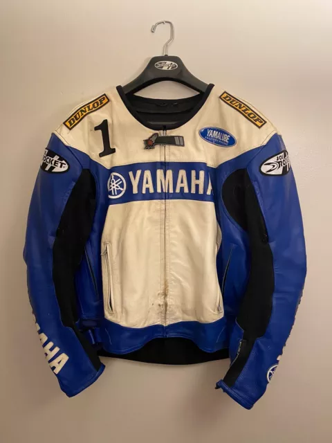 JOE ROCKET YAMAHA Racing Motorcycle Genuine Leather Jacket 46 Blue
