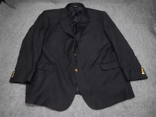 Jos A Bank Blazer Men's Size 52R Black Two Button Up Gold Buttons 100% Wool