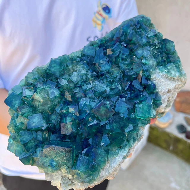 5.5lb  NATURAL Green FLUORITE Quartz Crystal Cluster Mineral Specimen healing