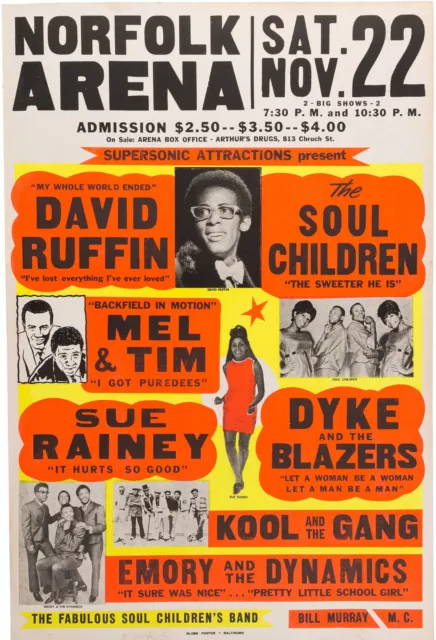 DAVID RUFFIN Concert Handbill - Norfolk VA 1969 Soul R&B / Motown Singer reprint