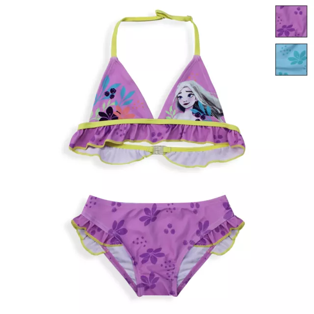 Costume da bagno bikini mare bambina Disney Frozen Elsa 2 pezzi con volant 6665