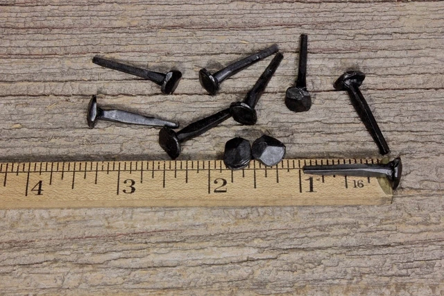 1" Rose head 10 nails square wrought iron vintage rustic Decorative historic