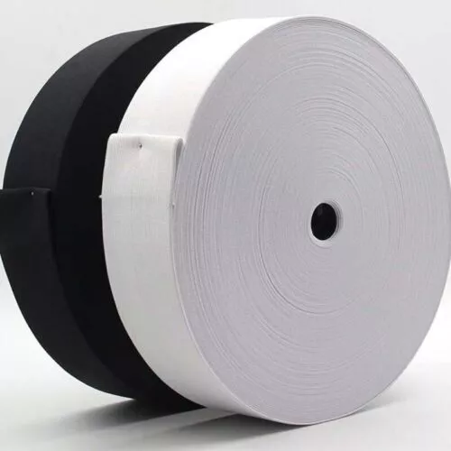 STRETCH FLAT ELASTIC Black&White-¼,½,1,1¼,1½,2,3 inch- PREMIUM GRADE UK Seller✔