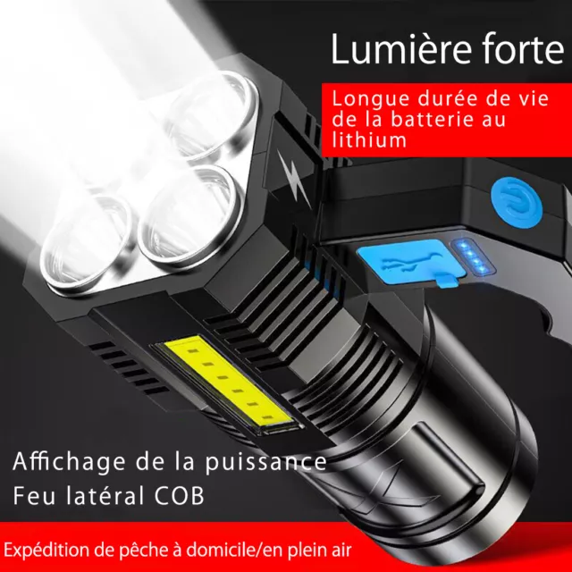 Acheter Lampe de poche Portable à 5 LED, lumière de travail à haute  luminosité, Rechargeable par USB, avec lumière latérale, 4 Modes  d'éclairage