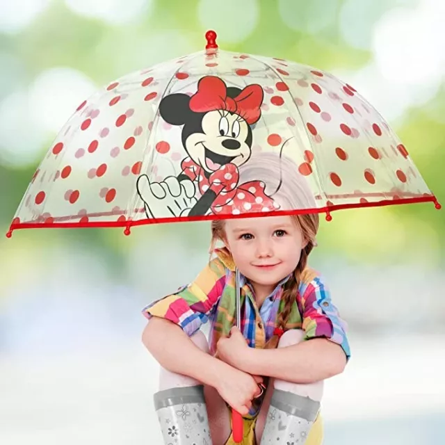 Disney Minnie Mouse Clear Umbrella, Kids Rain Wear for Little Girls Ages 4-10 2