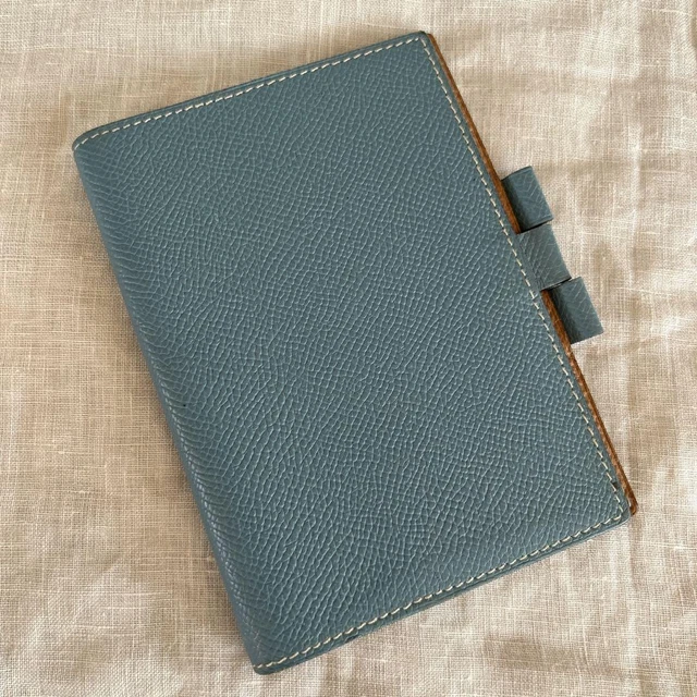 HERMES notebook cover agenda blue 13.5×9.5cm leather Used Japan